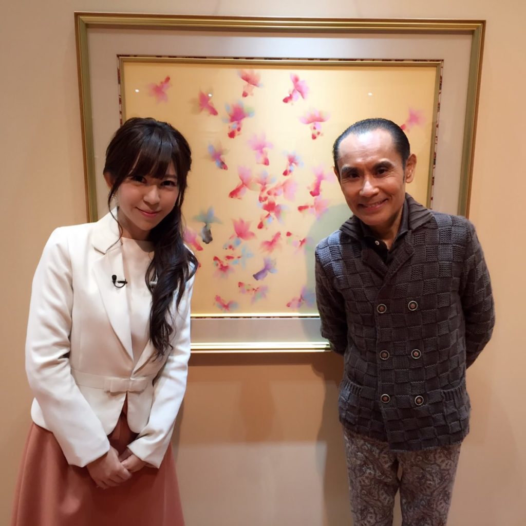 「片岡鶴太郎展」の中継にて、鶴太郎さんと☆