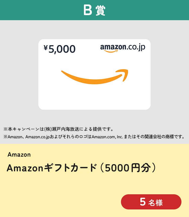 [B賞] Amazonギフトカード5000円分