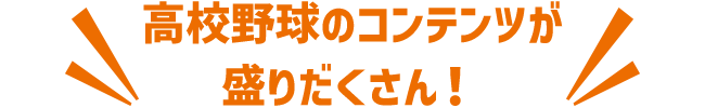 高校野球のコンテンツが盛りだくさん！