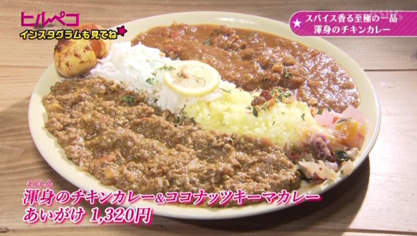 渾身のチキンカレー＆ココナッツキーマカレーあいがけ