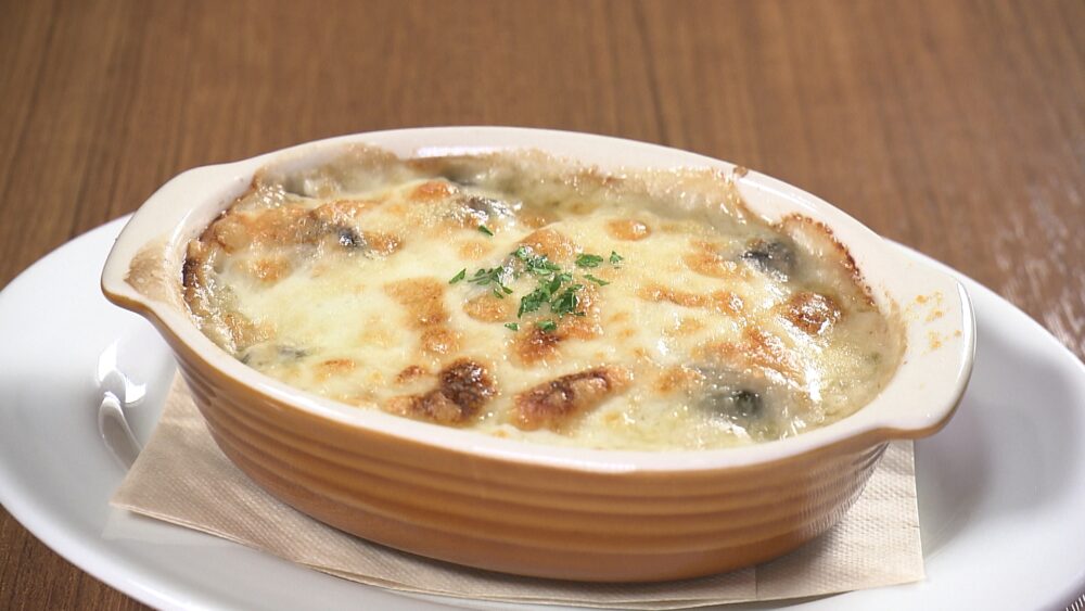 牡蠣とほうれん草のグラタン